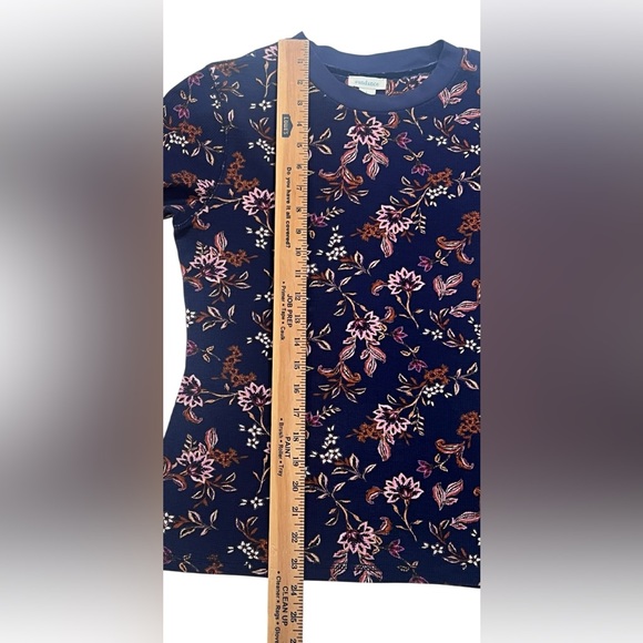 Sundance Waffle Knit Top Large Velvet Cuff Purple Floral Thermal Boho Prairie - Picture 7 of 12